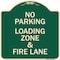 Signmission Designer Series-No Parking Loading Zone & Fire Lane Green Heavy-Gauge Alum, 18" x 18", G-1818-9960 A-DES-G-1818-9960 - alternate 1